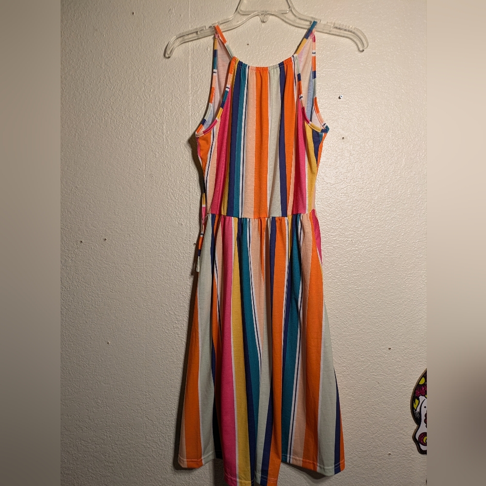 Slig Orange and Blue Spaghetti Strap Midi Sundress Size Small